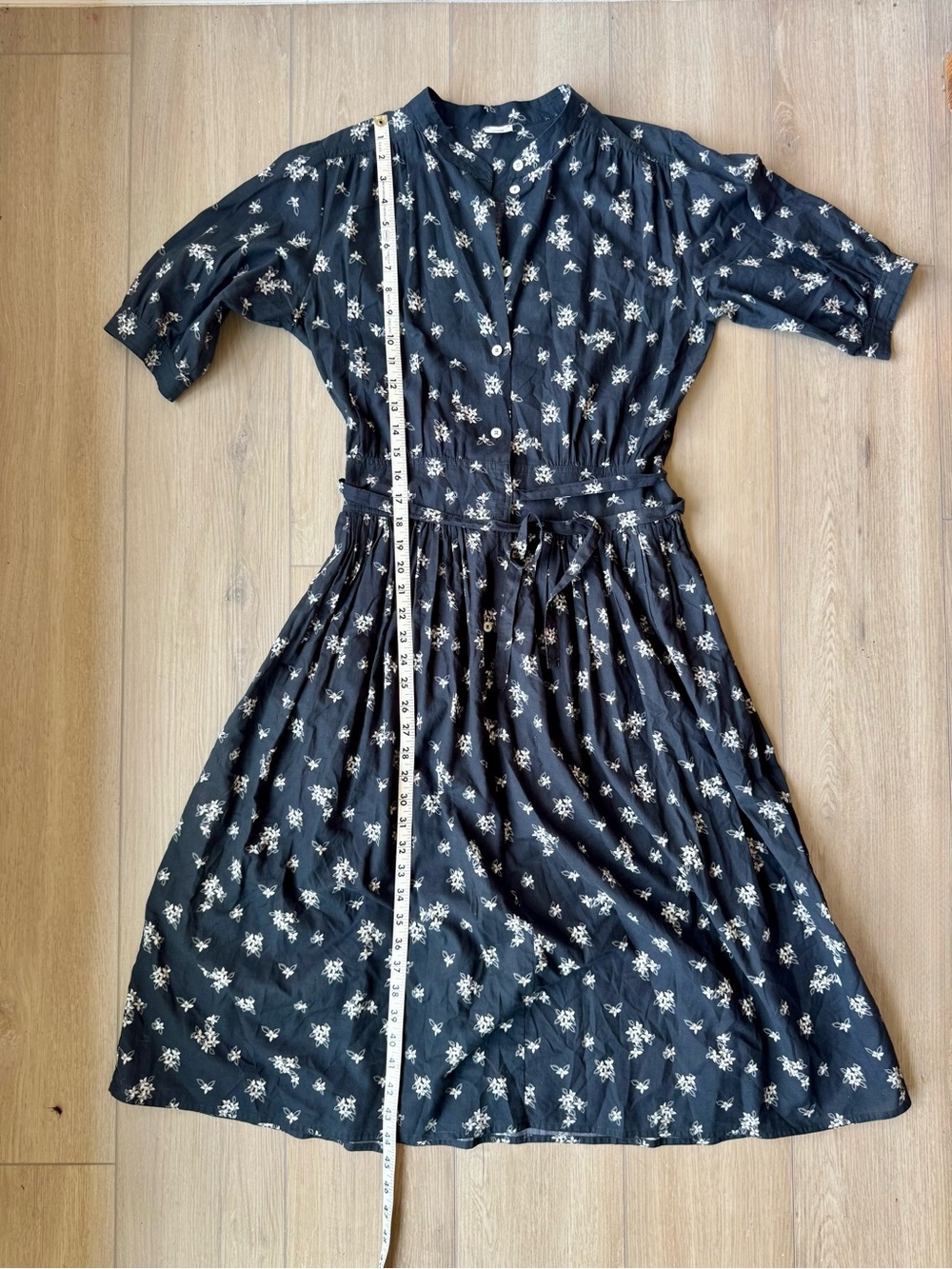 Warm NYC Montessori Dress Black Floral sz 2(6-8US) Cotton Button Front Midi EUC - Picture 16 of 16